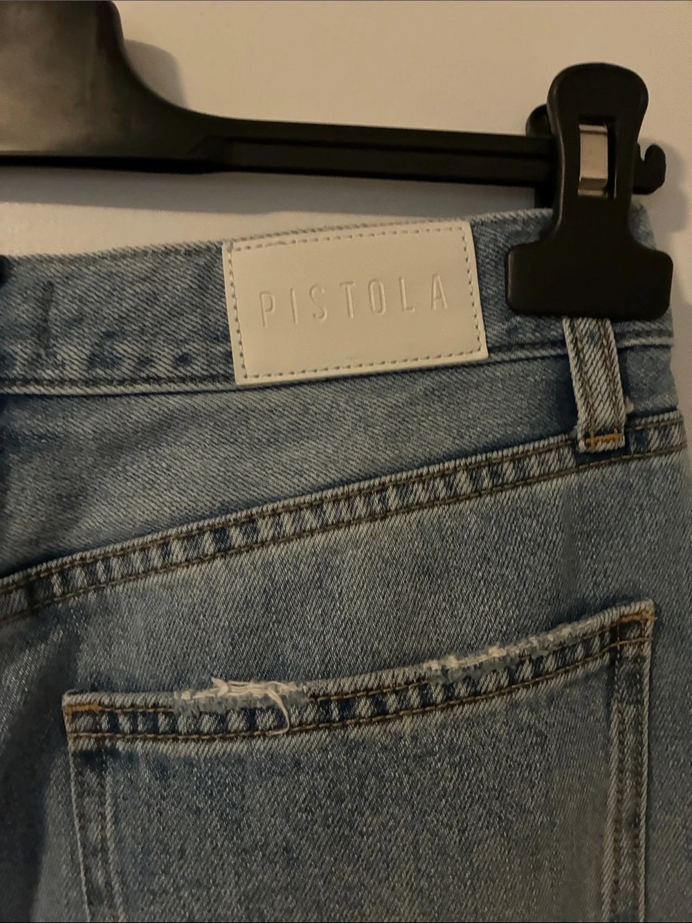 Pistola Cassie Raw Hem Light Wash Straight Leg Jeans